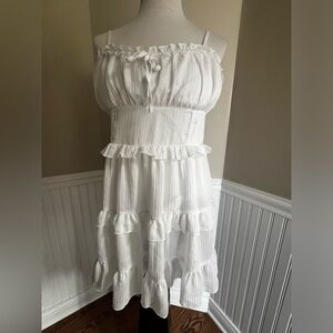 Wild Fable Sleeveless Tiered Chiffon White Mini Dress Size L